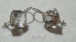 Rare Old Antique vintage women jewelry Earrings silver 875 rock crystal