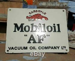 Rare Vintage 1930's Old Antique Mobil Oil AF Adv. Porcelain Enamel Sign Board