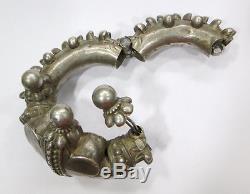 Rare! Vintage antique ethnic tribal old silver hinge Bracelet bangle handmade