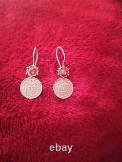 Rare old antique vintage silver earring native