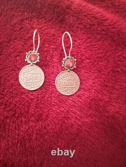 Rare old antique vintage silver earring native