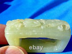 Real Deco Antique old Green Gray Color Jade Sword Slide Guard Fitting