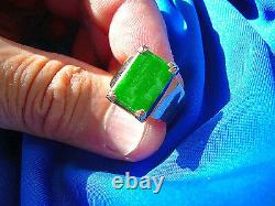 Real Jade Antique old Imperial Natural Jadeite Engagement ring Vintage Deco 18k