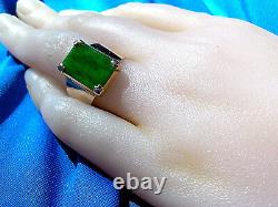 Real Jade Antique old Imperial Natural Jadeite Engagement ring Vintage Deco 18k