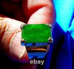 Real Jade Antique old Imperial Natural Jadeite Engagement ring Vintage Deco 18k