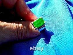 Real Jade Antique old Imperial Natural Jadeite Engagement ring Vintage Deco 18k