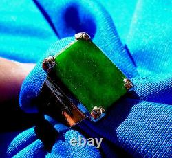 Real Jade Antique old Imperial Natural Jadeite Engagement ring Vintage Deco 18k