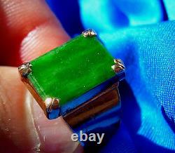 Real Jade Antique old Imperial Natural Jadeite Engagement ring Vintage Deco 18k