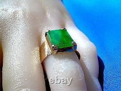 Real Jade Antique old Imperial Natural Jadeite Engagement ring Vintage Deco 18k