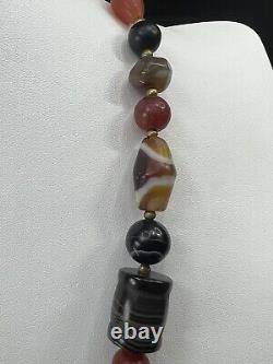 Roman Beads, old Antique Agate Beads Necklace, Roman Greek Agate Seal Amuelt