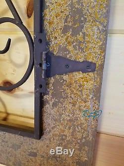 Rustic Vintage Antique Old World Arched Scrolling Wood Metal Window Wall Panel