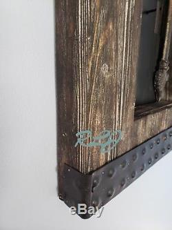 Rustic Vintage Old World Wood Metal Set/2 Antique Keys Wall Panel Plaque Decor