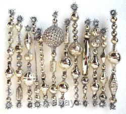 SET 12 OLD ANTIQUE & VINTAGE 4 5 MERCURY GLASS BEAD Tinsel ICICLE ORNAMENTS