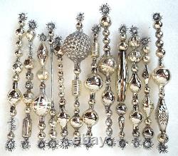 SET 12 OLD ANTIQUE & VINTAGE 4 5 MERCURY GLASS BEAD Tinsel ICICLE ORNAMENTS