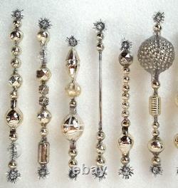 SET 12 OLD ANTIQUE & VINTAGE 4 5 MERCURY GLASS BEAD Tinsel ICICLE ORNAMENTS