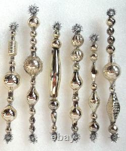 SET 12 OLD ANTIQUE & VINTAGE 4 5 MERCURY GLASS BEAD Tinsel ICICLE ORNAMENTS