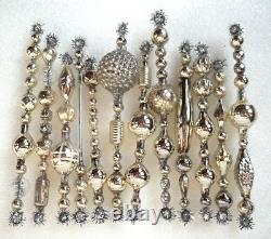 SET 12 OLD ANTIQUE & VINTAGE 4 5 MERCURY GLASS BEAD Tinsel ICICLE ORNAMENTS