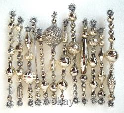 SET 12 OLD ANTIQUE & VINTAGE 4 5 MERCURY GLASS BEAD Tinsel ICICLE ORNAMENTS