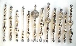 SET 12 OLD ANTIQUE & VINTAGE 4 5 MERCURY GLASS BEAD Tinsel ICICLE ORNAMENTS