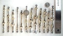 SET 12 OLD ANTIQUE & VINTAGE 4 5 MERCURY GLASS BEAD Tinsel ICICLE ORNAMENTS