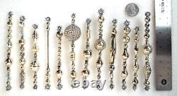 SET 12 OLD ANTIQUE & VINTAGE 4 5 MERCURY GLASS BEAD Tinsel ICICLE ORNAMENTS