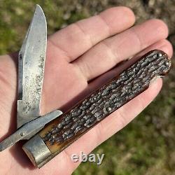 Schatt Morgan Old Vintage Antique Pocket Knife! Cheetah! Swing Guard! Lock Blade