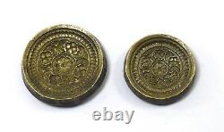 Set Of 2 Old Antique Circular Shape Jewelry Making Bronze Moulds Dyes. G46-77 US