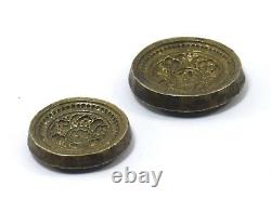 Set Of 2 Old Antique Circular Shape Jewelry Making Bronze Moulds Dyes. G46-77 US