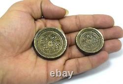 Set Of 2 Old Antique Circular Shape Jewelry Making Bronze Moulds Dyes. G46-77 US