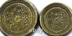 Set Of 2 Old Antique Circular Shape Jewelry Making Bronze Moulds Dyes. G46-77 US