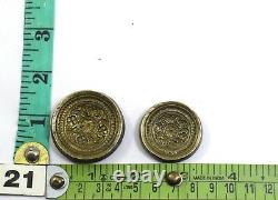 Set Of 2 Old Antique Circular Shape Jewelry Making Bronze Moulds Dyes. G46-77 US