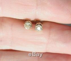Small Antique Old Mine Cut Diamond Earrings Screw Safety Backs. 20 Carat
