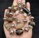 South East Asian Cambodian Banded Agate Antique Old Beads Necklace String