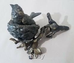 Stunning Antique Bird Nested on Branch Old Clock Attachment