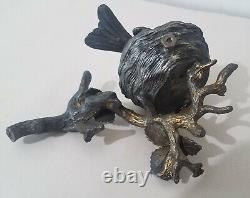 Stunning Antique Bird Nested on Branch Old Clock Attachment