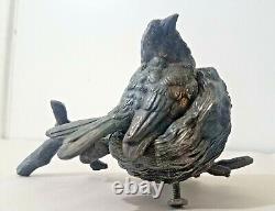 Stunning Antique Bird Nested on Branch Old Clock Attachment