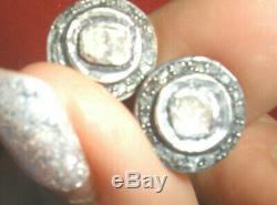 Stunning Antique Genuine 1 Ct Old Rose Cut Diamond Stud 14k Earrings