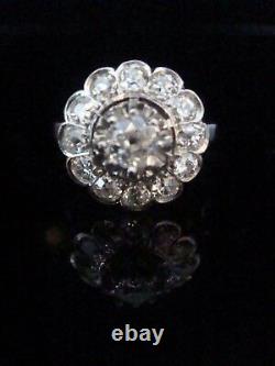 Stunning French Edwardian Art Deco Platinum Old Cut Diamond 1.40ct Cluster Ring