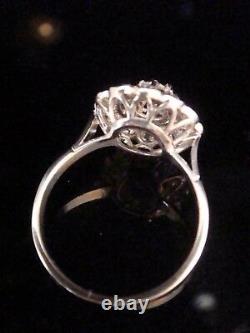 Stunning French Edwardian Art Deco Platinum Old Cut Diamond 1.40ct Cluster Ring