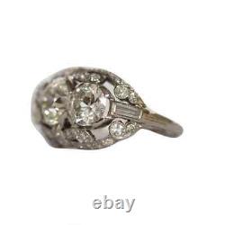 Three Stone Old European Cut Moissanite Antique Vintage Look Wedding Bridal Ring