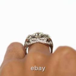 Three Stone Old European Cut Moissanite Antique Vintage Look Wedding Bridal Ring