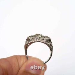 Three Stone Old European Cut Moissanite Antique Vintage Look Wedding Bridal Ring