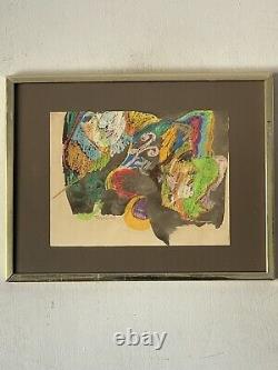Tim Trapolin Antique MID Century Modern Abstract Watercolor Painting Old Vintage