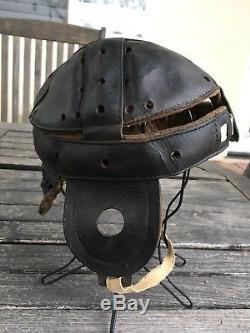 UNUSUAL Old Antique Early 1910s JIM THORPE Style VINTAGE Leather Football Helmet