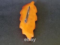 Unique Vintage natural old Antique Baltic Amber brooch yellow color 9,9 gr