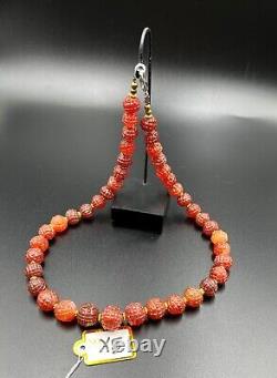 VINTAGE Old Antique Gems Jewelry Carnelian Agate Stone Rare Cut Beads Strand