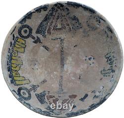 Very Rare Antique Old Khurasan Ceramic Pottery Bowl With Calligraphy #a806