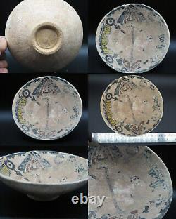 Very Rare Antique Old Khurasan Ceramic Pottery Bowl With Calligraphy #a806