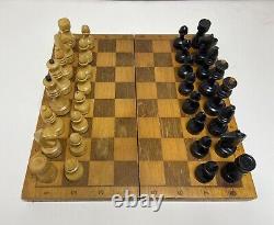 Very Rare Soviet Chess Set 1960s Wooden Vintage Chess Antique Old USSR 30x30 cm