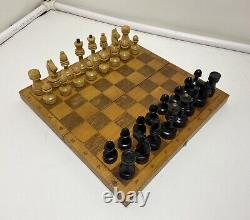 Very Rare Soviet Chess Set 1960s Wooden Vintage Chess Antique Old USSR 30x30 cm